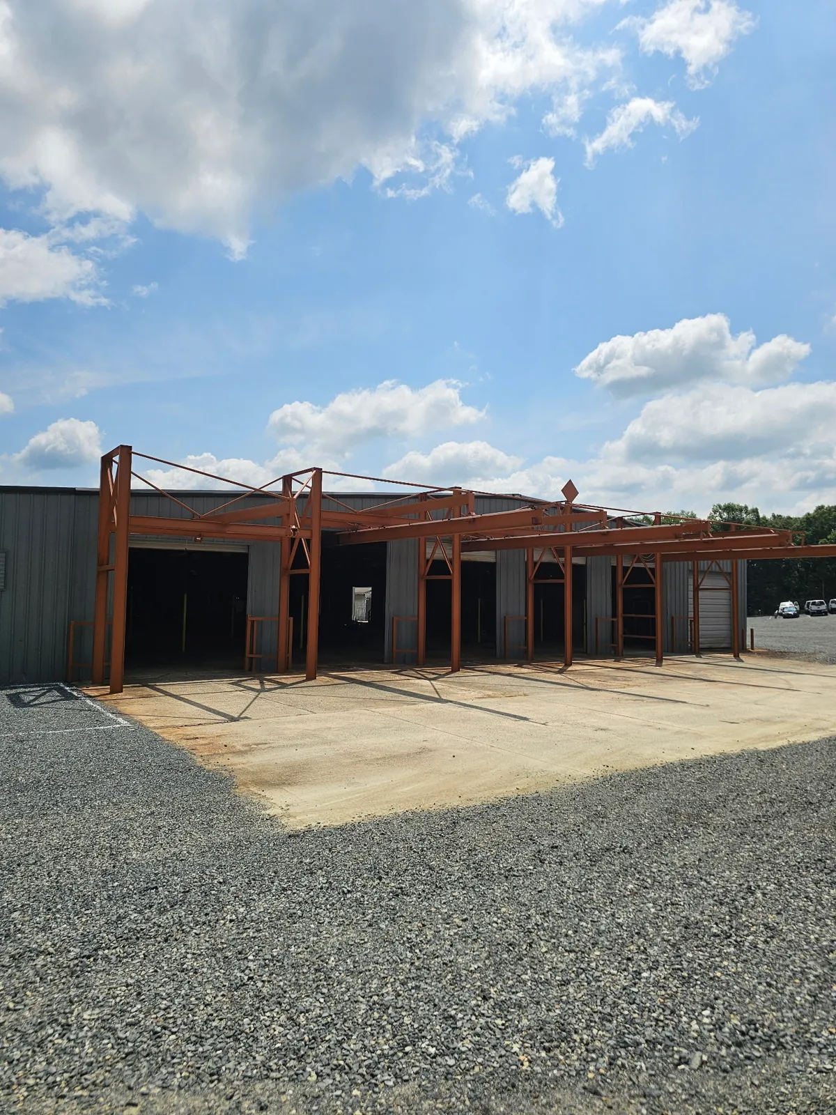 Steel canopy and warehouse building exterior